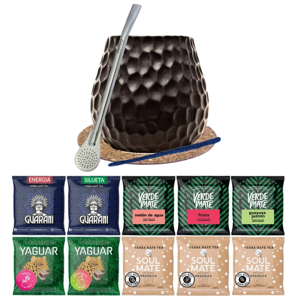 SetYerba Verde Mate Green 500g Gourd Bombilla 10x50g