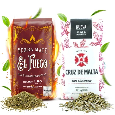 Yerba Mate Elaborada Set: El Fuego 1kg + Cruz de Malta 1kg