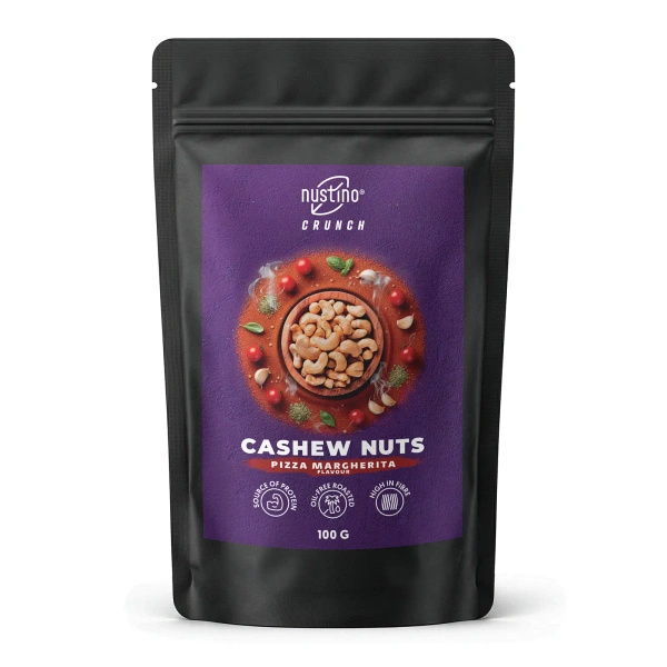 Nustino Crunch – ristede cashewnøtter – Pizza Margherita Flavour 100 g
