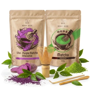 Set for colourful Matcha Latte: Matcha + Purple Matcha + accessories