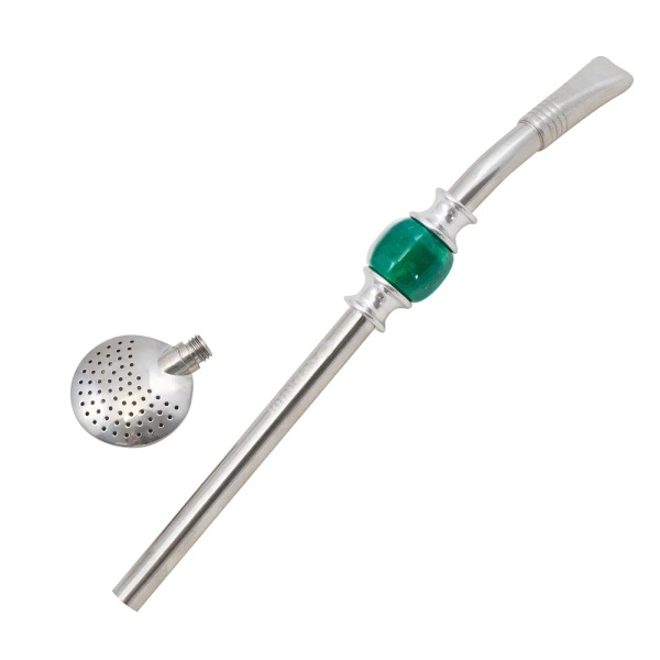 Bombilla Bomba with green stone