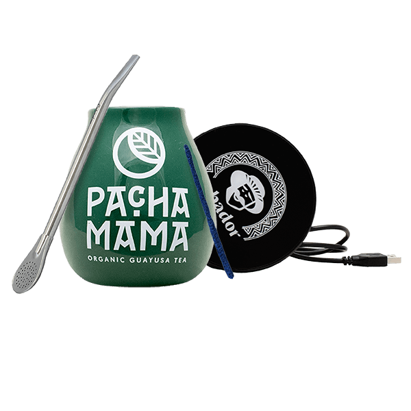 Yerba Mate & Guayusa Tea Accessories Set: USB cup warmer + Calabash + Bombilla