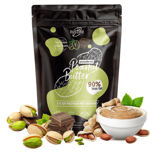 Nustino – Powdered Peanut Butter – Pistachio & Chocolate (no sugar added) 400g