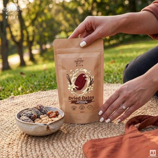 Nustino Bites – tørkede dadler – Vanilla Ice Cream Flavour 100 g