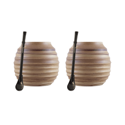 Yerba Mate Accessories Set: 2x Calabash + 2x Bombilla