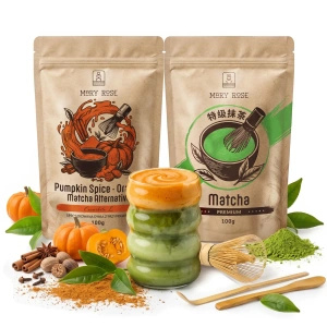 Sett for fargerik Matcha Latte: Matcha + Orange Matcha + tilbehør