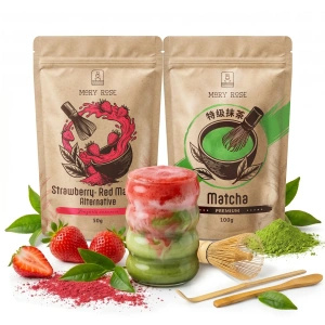 Set for colourful Matcha Latte: Matcha + Red Matcha + accessories
