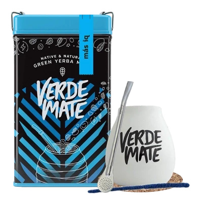 Set Yerbera Verde Mate Mas IQ 0.5kg