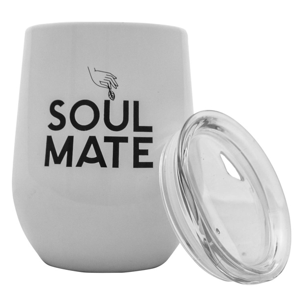 TermoLid – thermal mate cup with a lid – Soul Mate (white) – 350 ml