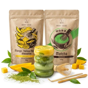 Set for colourful Matcha Latte: Matcha + Yellow Matcha + accessories