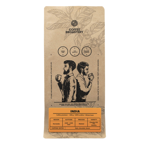 Bro Coffee Roastery - Whole Bean Coffee India Karnataka Premium 400g