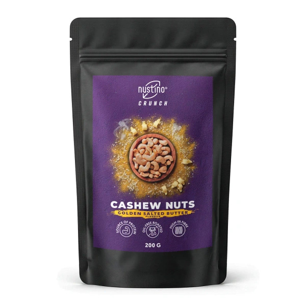 Nustino Crunch – ristede cashewnøtter – Golden Salted Butter Flavour 200 g