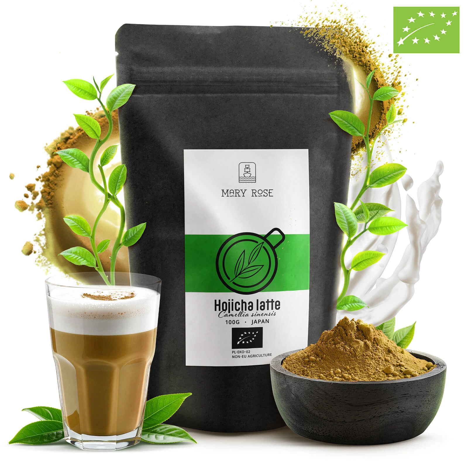 Mary Rose Hojicha Latte BIO Packaging