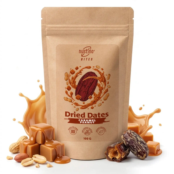 Nustino Bites – tørkede dadler – Caramel Peanut 100 g