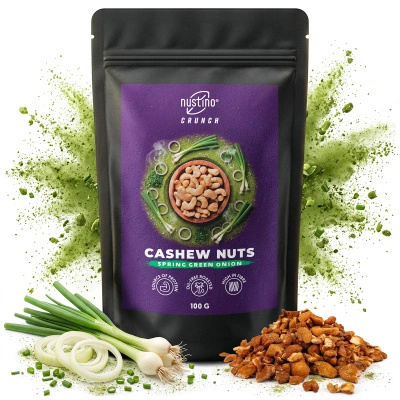 Nustino Crunch – ristede cashewnøtter – Spring Green Onion 100 g
