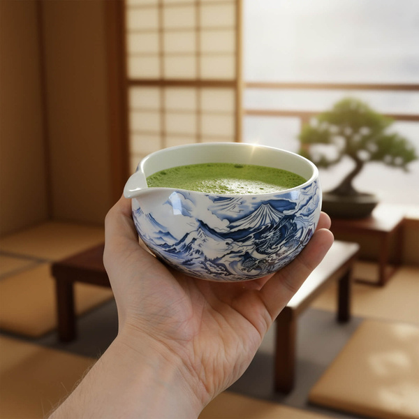 Matchawan – Ceramic Matcha Bowl with Spout – Dragon