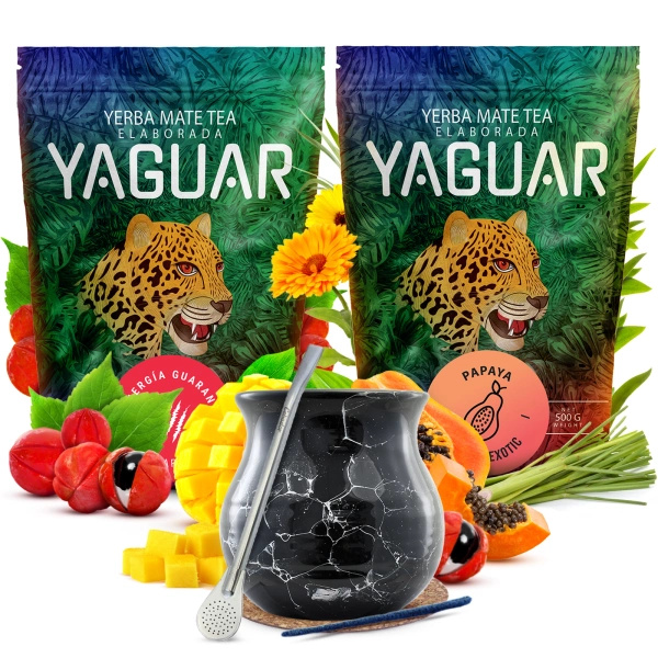 Yerba mate set Yaguar ceramic calabash bombilla