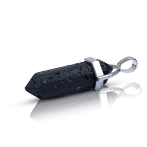 Pendant with Lava Stone in pouch + chain