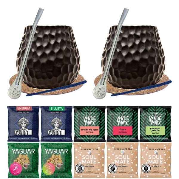 mate tea Set for two Bombilla Gourd 10x50g