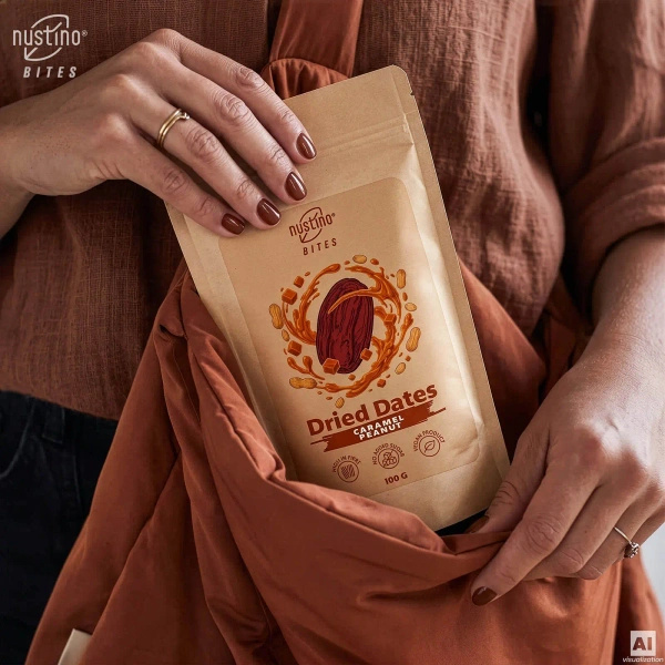 Nustino Bites – tørkede dadler – Caramel Peanut 100 g