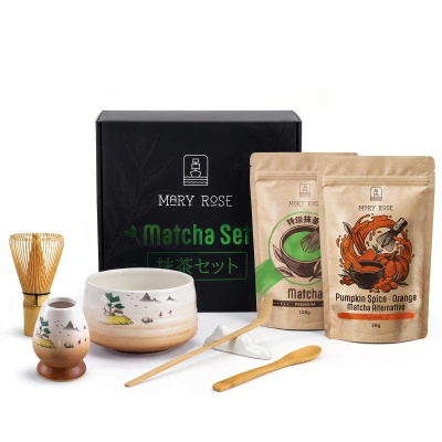 Gavesett til fargerik Matcha Latte: Matcha + Orange Matcha + tilbehør