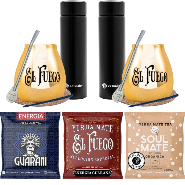 Set of yerba Mate for couples PREMIUM calabash Thermos