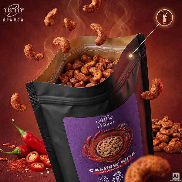 Nustino Crunch – ristede cashewnøtter – Hot & Bold Chilli 100 g