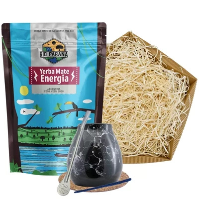 Yerba Mate Gift Set: Rio Parana Energia 500g + Mate Gourd + Bombilla