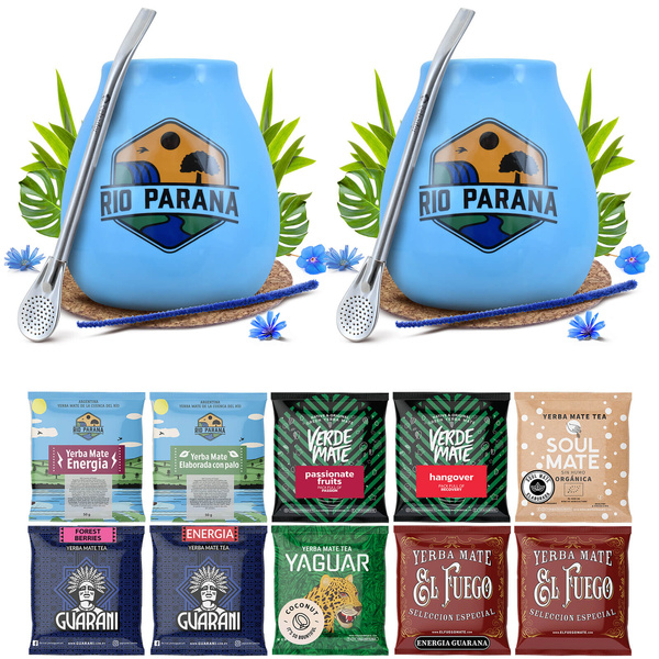 Yerba Mate Set FOR TWO Calabash Bombilla