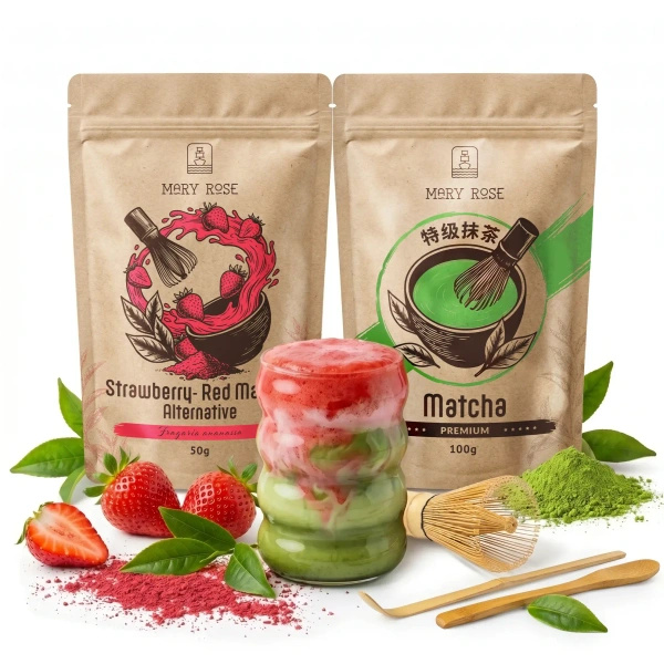 Set for colourful Matcha Latte: Matcha + Red Matcha + accessories