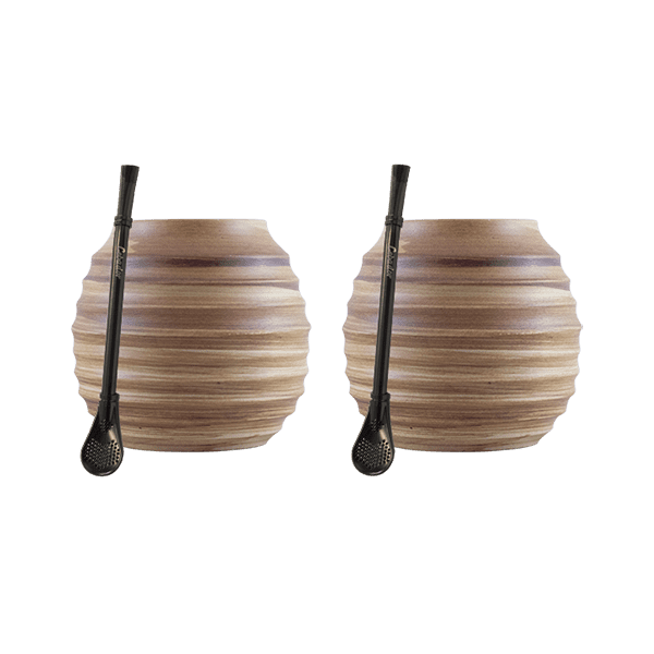 Yerba Mate Accessories Set: 2x Calabash + 2x Bombilla