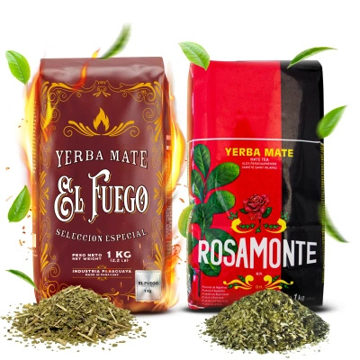 Yerba Mate Elaborada Set: El Fuego 1kg + Rosamonte 1kg