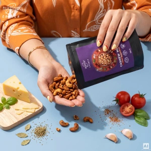 Nustino Crunch – ristede cashewnøtter – Pizza Margherita Flavour 100 g