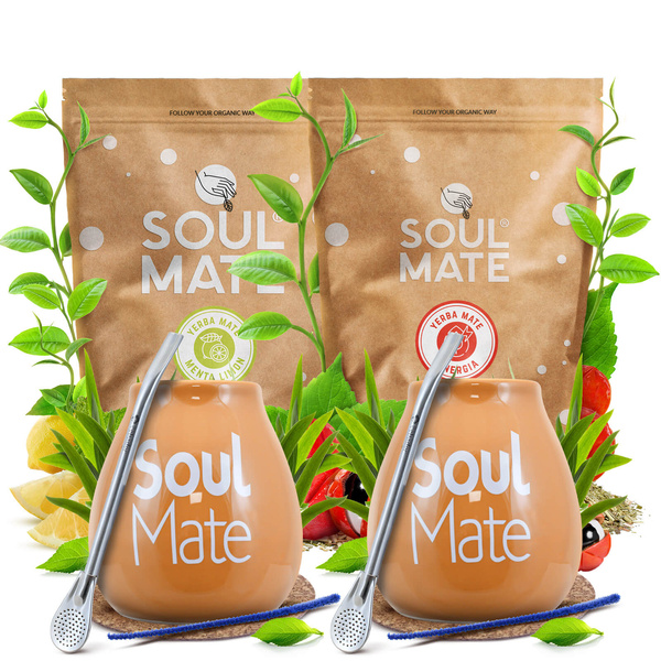 Yerba Mate Set for Two: Soul Mate 2x500g + 2x Calabash + 2x Bombilla