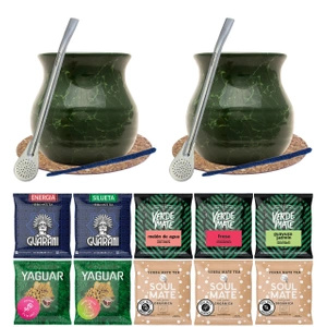 Set for two 10x50g mate tea Bombilla Gourd