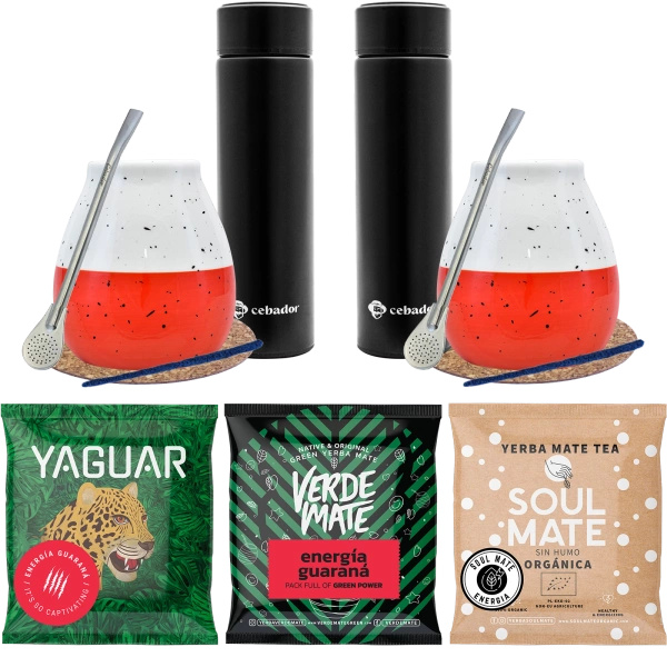 Yerba Mate starter kit for couples thermos 3x50g