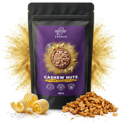Nustino Crunch – ristede cashewnøtter – Golden Salted Butter Flavour 100 g