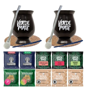 Set Bombilla Gourd for two mate tea 10x50g