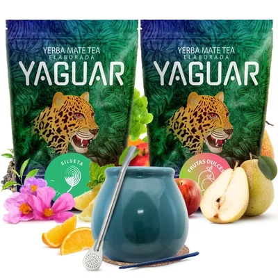 Yerba mate set Yaguar ceramic calabash bombilla