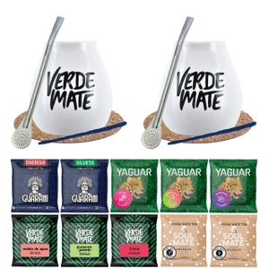 Set Yerba Mate Green 10x50g Mate Gourd x2 500g