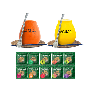 Set 500g Yerba Mate Yaguar 10x50g + Mate Gourd
