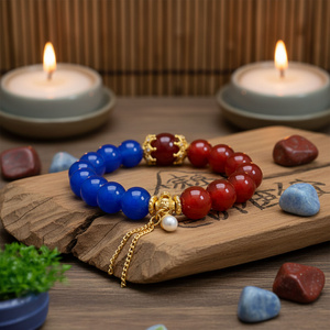 Bracelet with Red and Blue Agate – Harmony