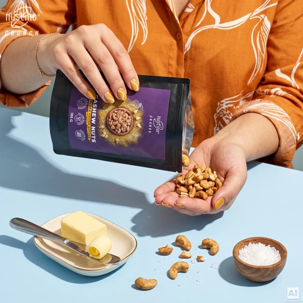 Nustino Crunch – ristede cashewnøtter – Golden Salted Butter Flavour 100 g