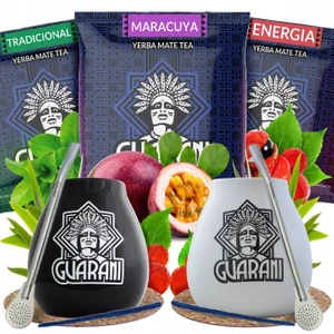 Yerba Mate Set for two 3x50g 150g 2x Calabash + 2x Bombilla
