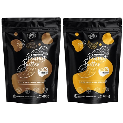 Sett med peanøttsmørpulver Nustino: Classic + Banana 2x400g