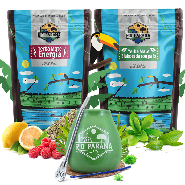 Yerba Mate set Rio Parana Energia Elaborada 2x500g + accessories