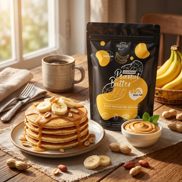 Sett med peanøttsmørpulver Nustino: Classic + Banana 2x400g