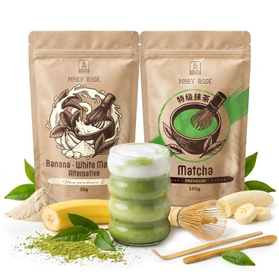Set for colourful Matcha Latte: Matcha + White Matcha + accessories