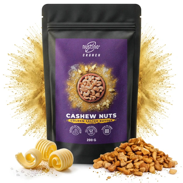 Nustino Crunch – ristede cashewnøtter – Golden Salted Butter Flavour 200 g