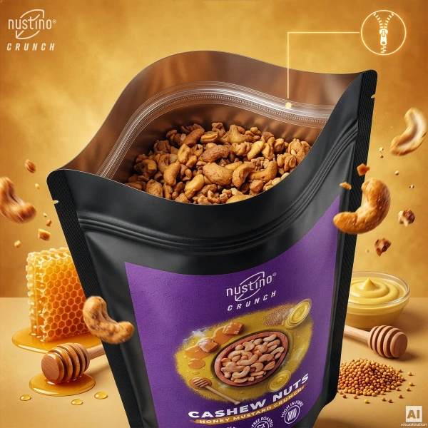 Nustino Crunch – ristede cashewnøtter – Honey Mustard Crunch 100 g